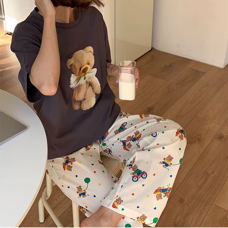 Walking Pants Cartoon Balloon Bear Pajama Pants for Women Spring & Fall New Home Summer Air-Conditioned Pants Loose Casual Pants