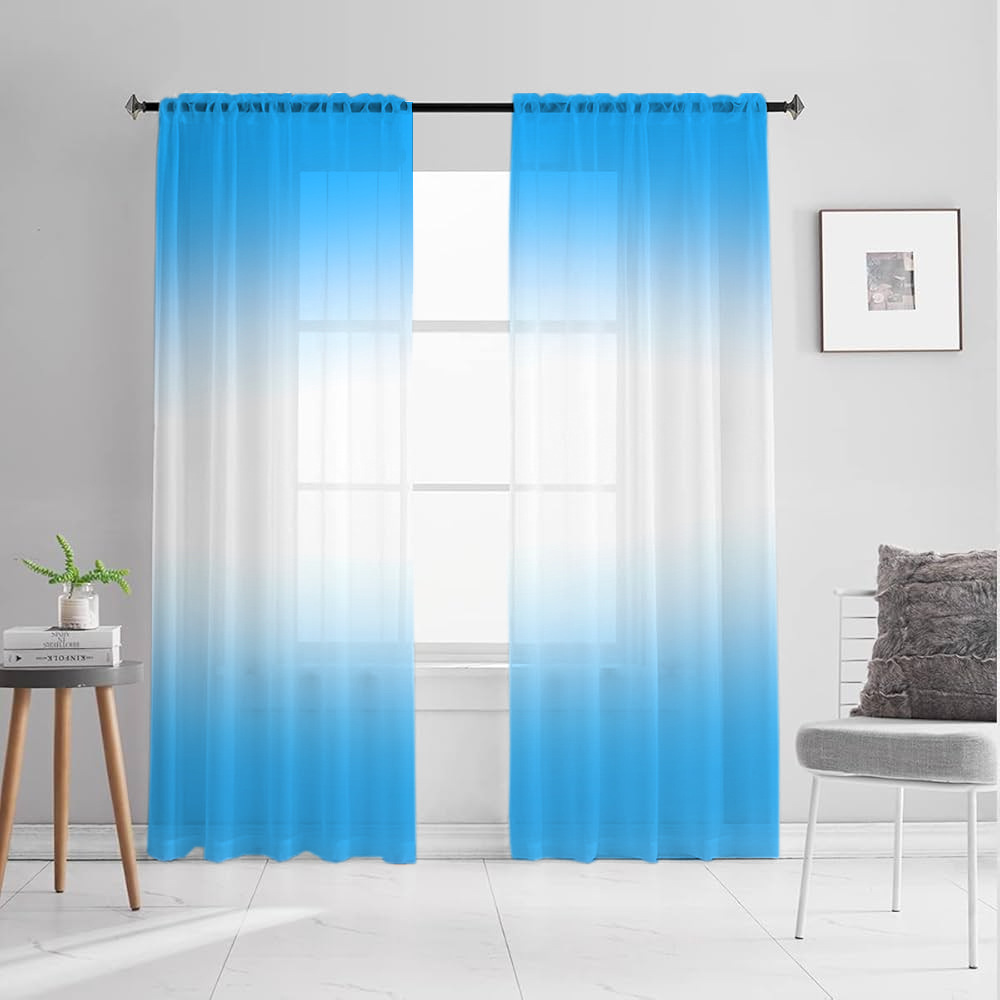 Поддержка Jit доставки, эксклюзивные прямые продажи с фабрики, пряжа с градиентом синего и белого, шторы и оконные сетки с цифровой печатью