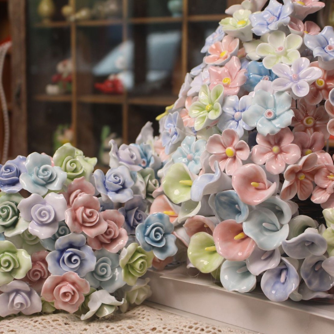 Церемониальные цветы из керамики Цзиндэчжэнь, высокотемпературные цветы для уличных торговцев и ночных рынков, искусственные цветы для креативных подарков