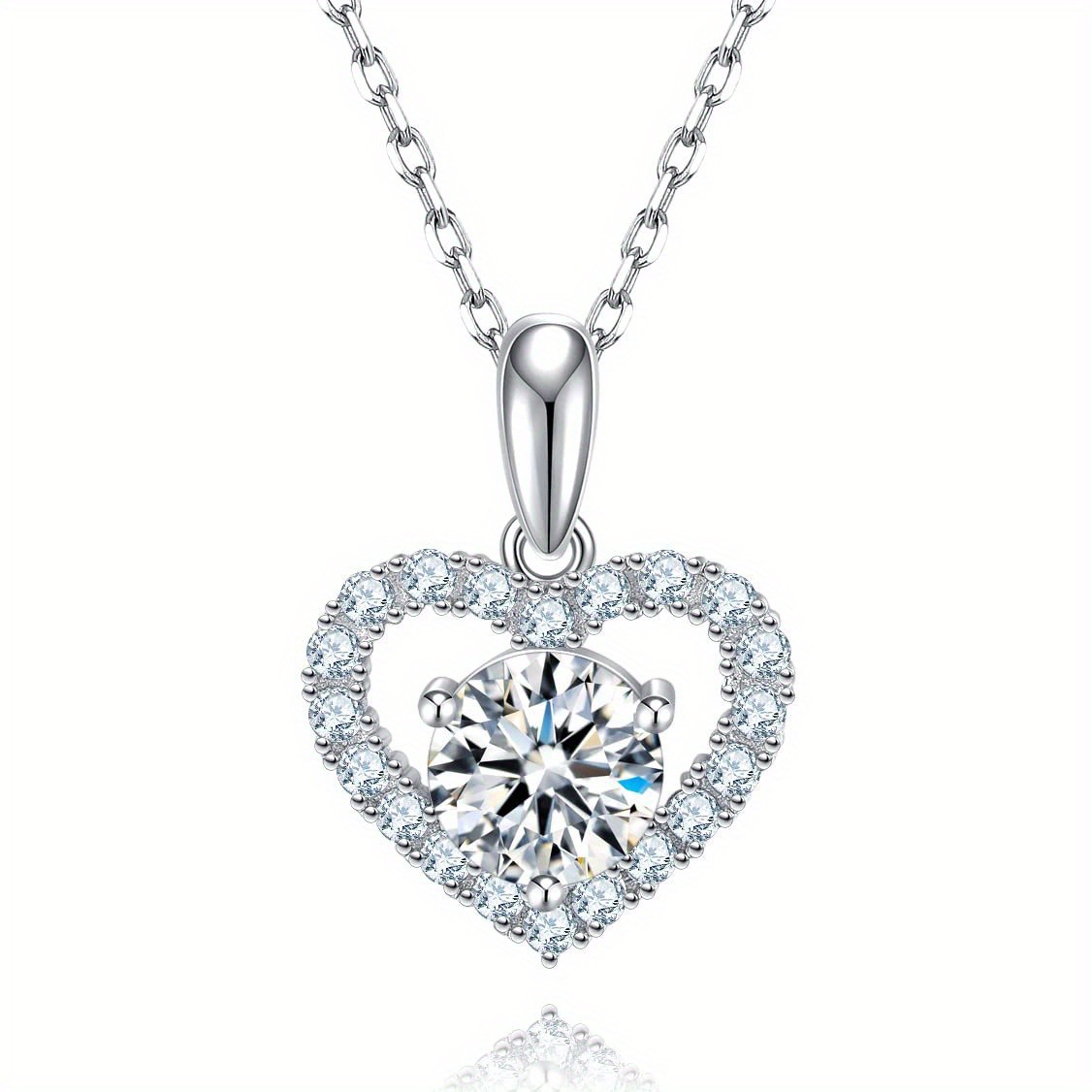 Повседневный кулон из серебра 925, 1-1.05 карата, цвет D, чистота Vs, кулон в форме сердца