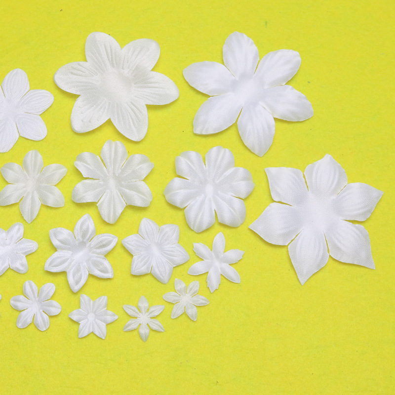 Simulation satin cloth six-leaf petals shaped flower clothing handmade DIY material wedding decoration flower factory wholesale