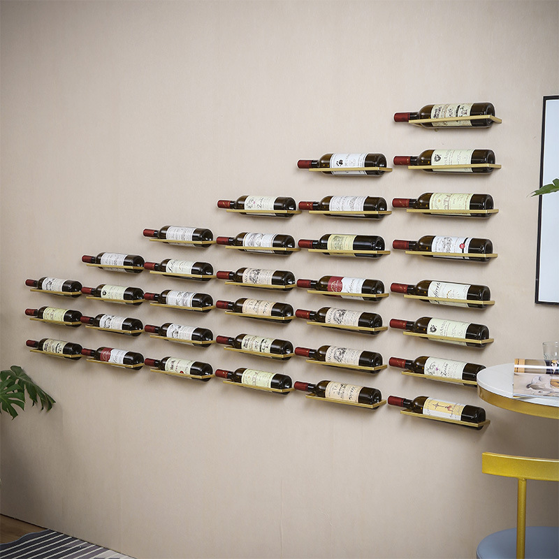 Amazon Cross-border Iron Creative Simple Wall-mounted Red Wine Rack Wall Combination with Red Wine Bottle Display Rack Ornaments