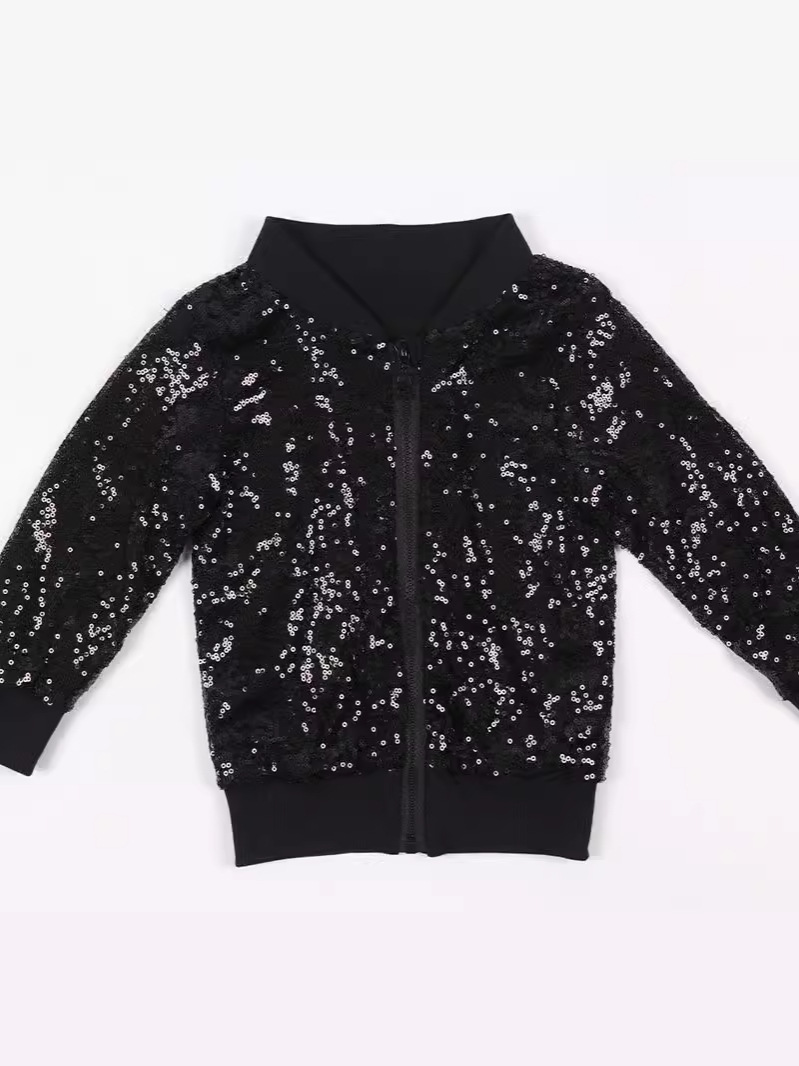 European and American New Sequin Children's Coat Western Style Cute Girls Baseball Suit Autumn and Winter Children's Wear Jacket Amazon Kids