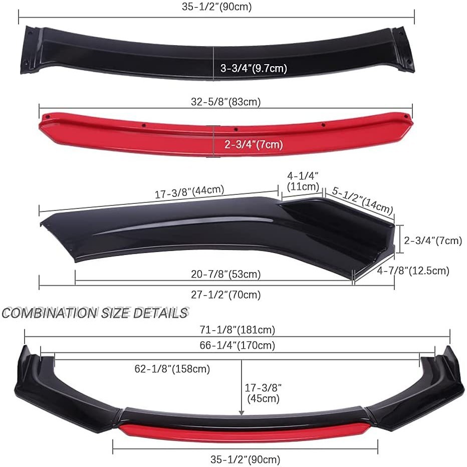 Automotive Accessories Universal Parts Four-Section Modification Front Spoiler Cross-Border Popular Bumper Front Spoiler Front Lip