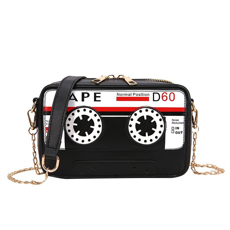Foreign Trade New European and American Fashion Funny Personalized Women's Trendy Tape Tape PU Crossbody Bag All-match Chain Small Bag