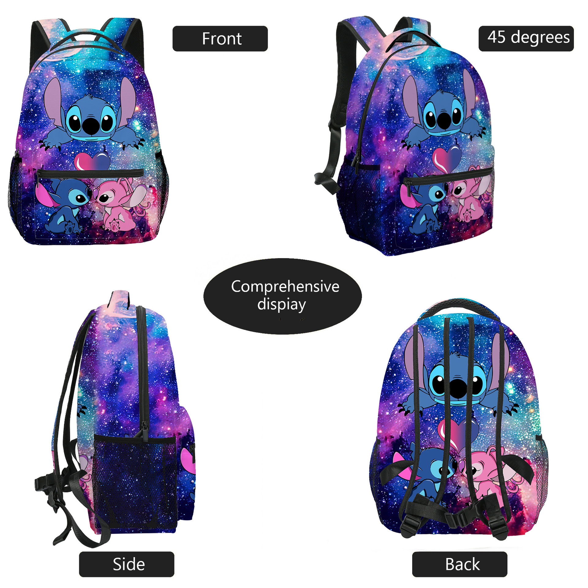 Factory wholesale 17-inch full printed backpack large capacity Mario drawing primary and secondary school student backpack