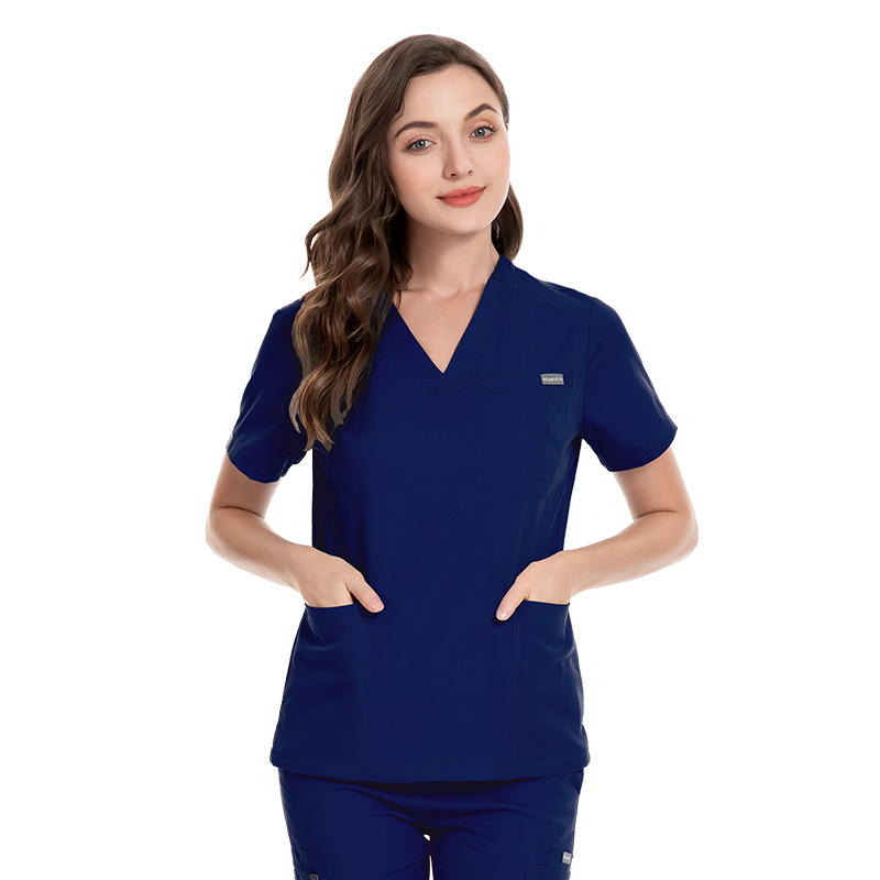 Amazon elastic surgical clothes wholesale V-neck short sleeve hospital nurse suit female Korean hand washing clothes men's spot