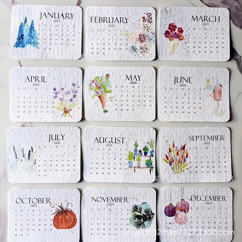 Biodegradable Germination Paper Calendar, Creative DIY Personalized Calendar Gift, Germination Paper