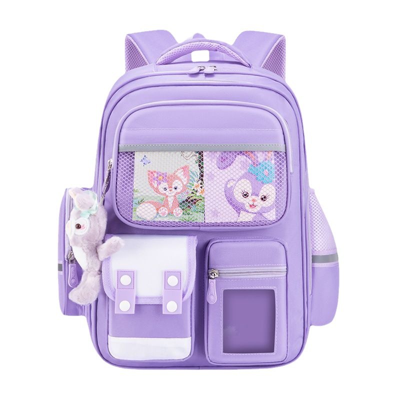 Huo Ying New Style Light Schoolbag for Primary and Secondary School Students Boys and Girls Grade 1-3-6 Ridge Protection Large Capacity Backpack for Children