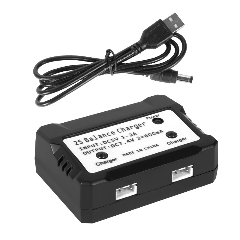Spot Wholesale 7.4V Lithium Battery Charger One to Two Balanced Charging Overcharge Protection Turn Light USB Charger