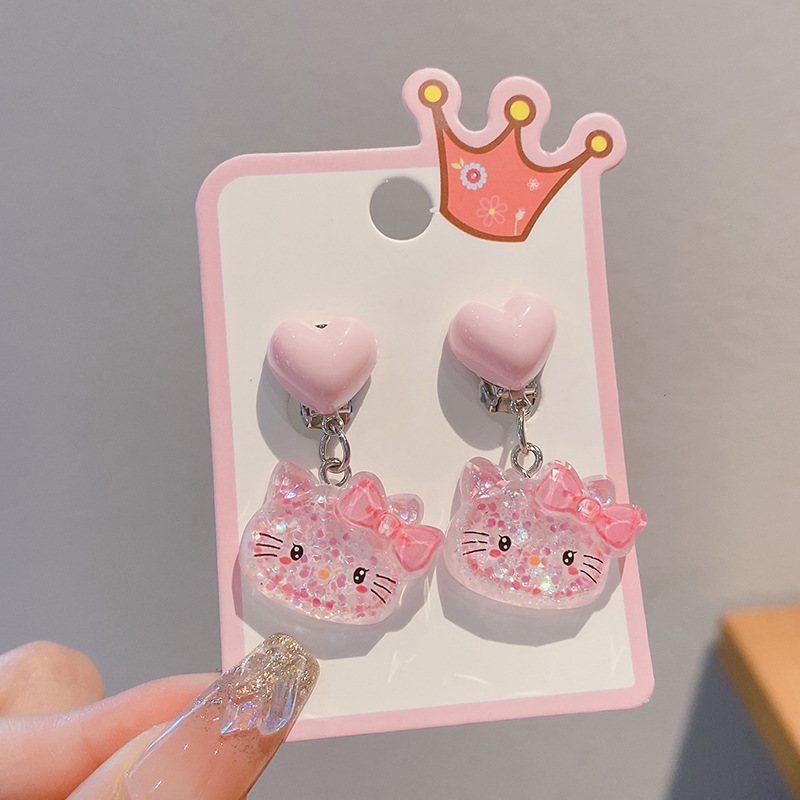 Cute Cartoon Children's Pendant Ear Clip New Sweet Princess Earrings Girls Colorful Sanrio Earrings