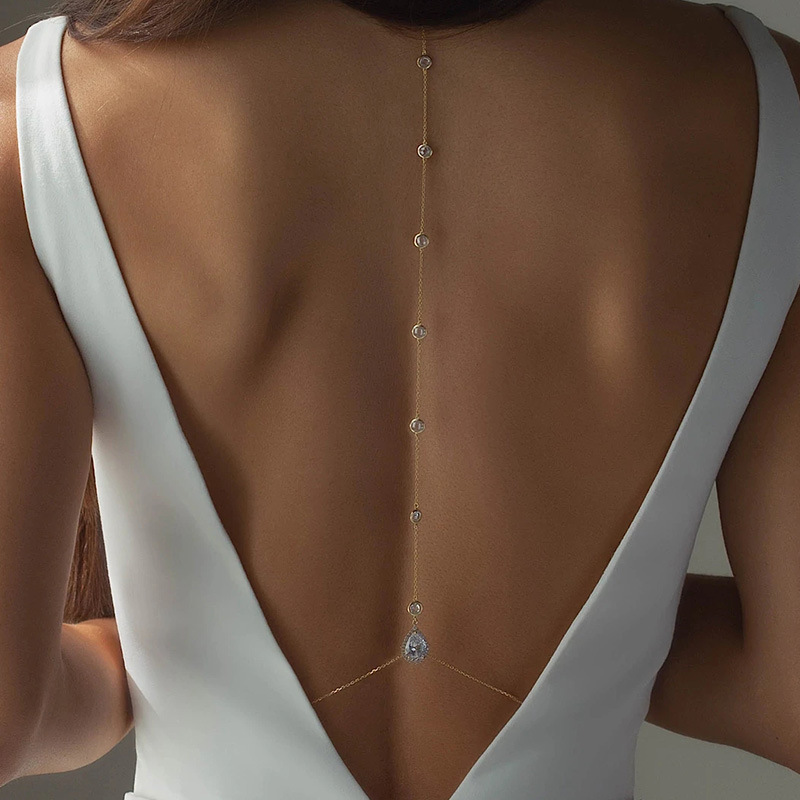 Temu's Popular Banquet Style Gorgeous Accessible Luxury Diamond-Encrusted Water Drop Body Chain Sexy Bridal Wedding Dress Tassel Exaggerated Accessories