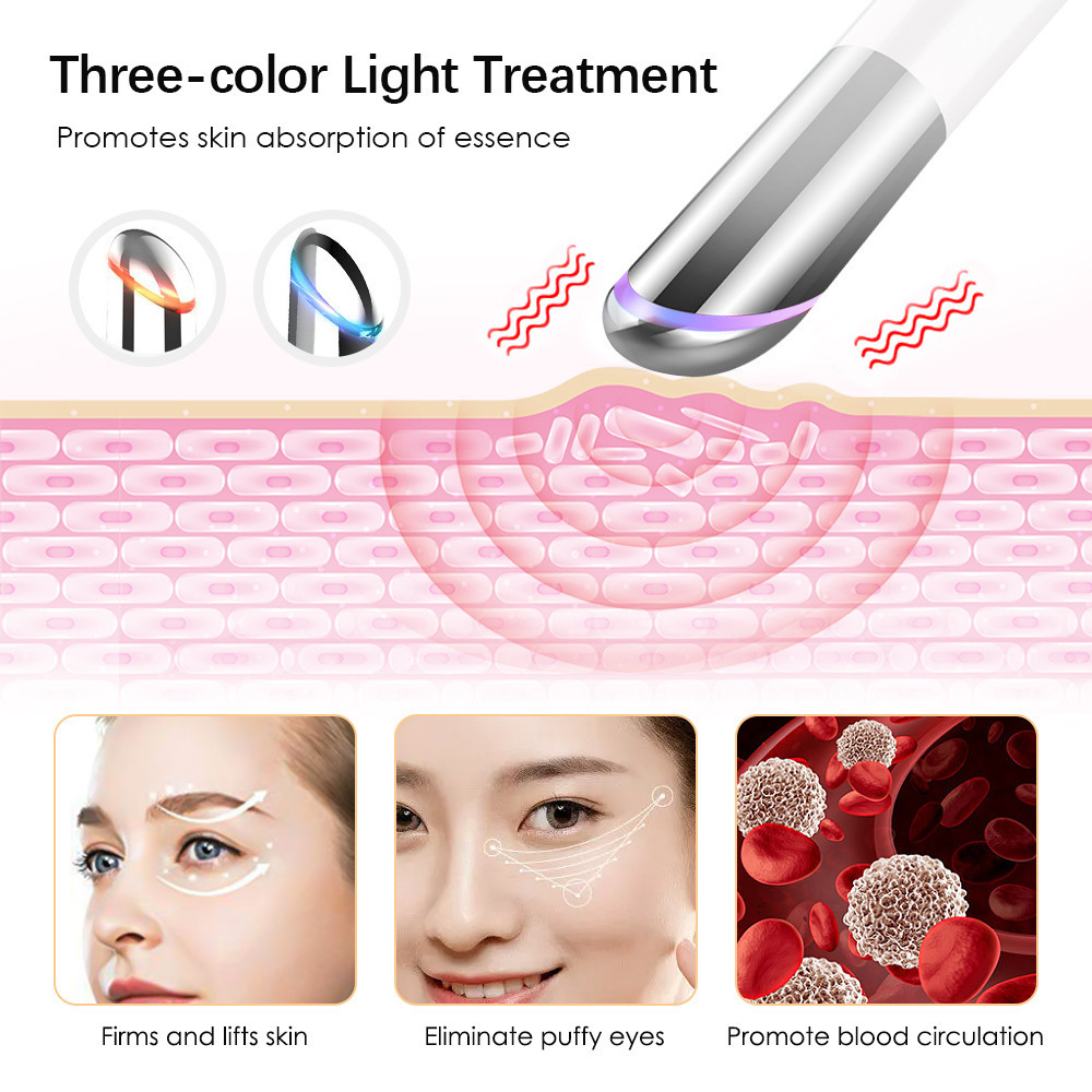 New cross-border vibration massage instrument color light ion eye cream introduction instrument electric heating eye pen warm eye instrument