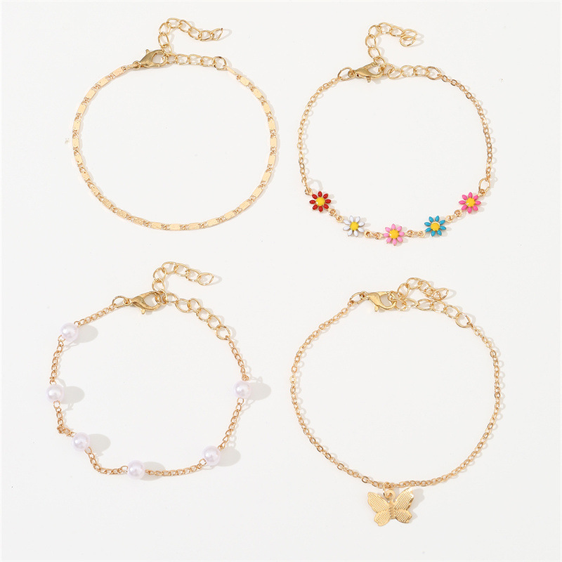 Cross-border Spring New Niche Design Colorful Rice Beads Butterfly Love Star Pendant Flower Decoration Children's Foot Chain