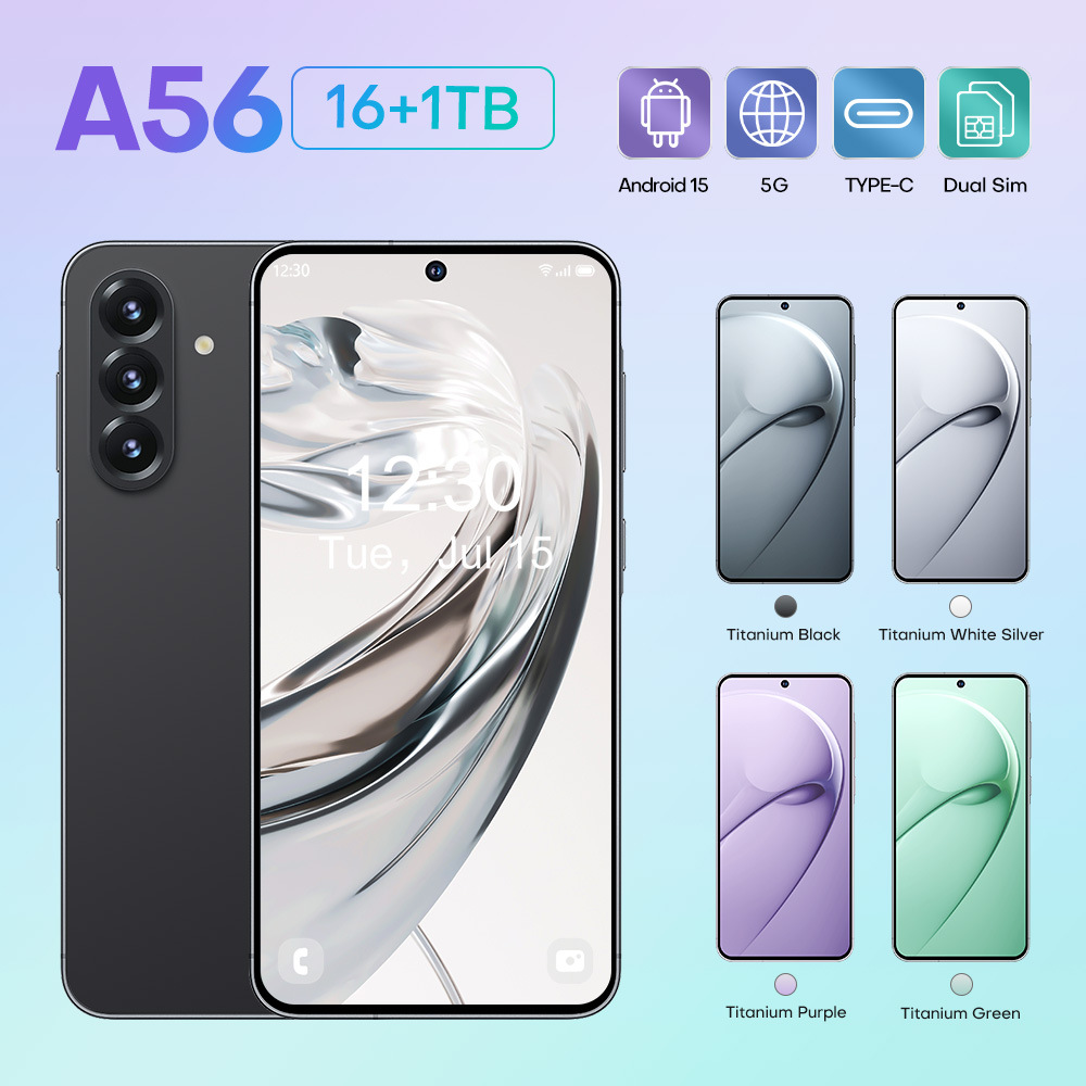 4g New Popular Wireless Charger A56 Cross-Border Mobile Phone 3+32 In-Stock Original Case 6.75inch Android Smartphone