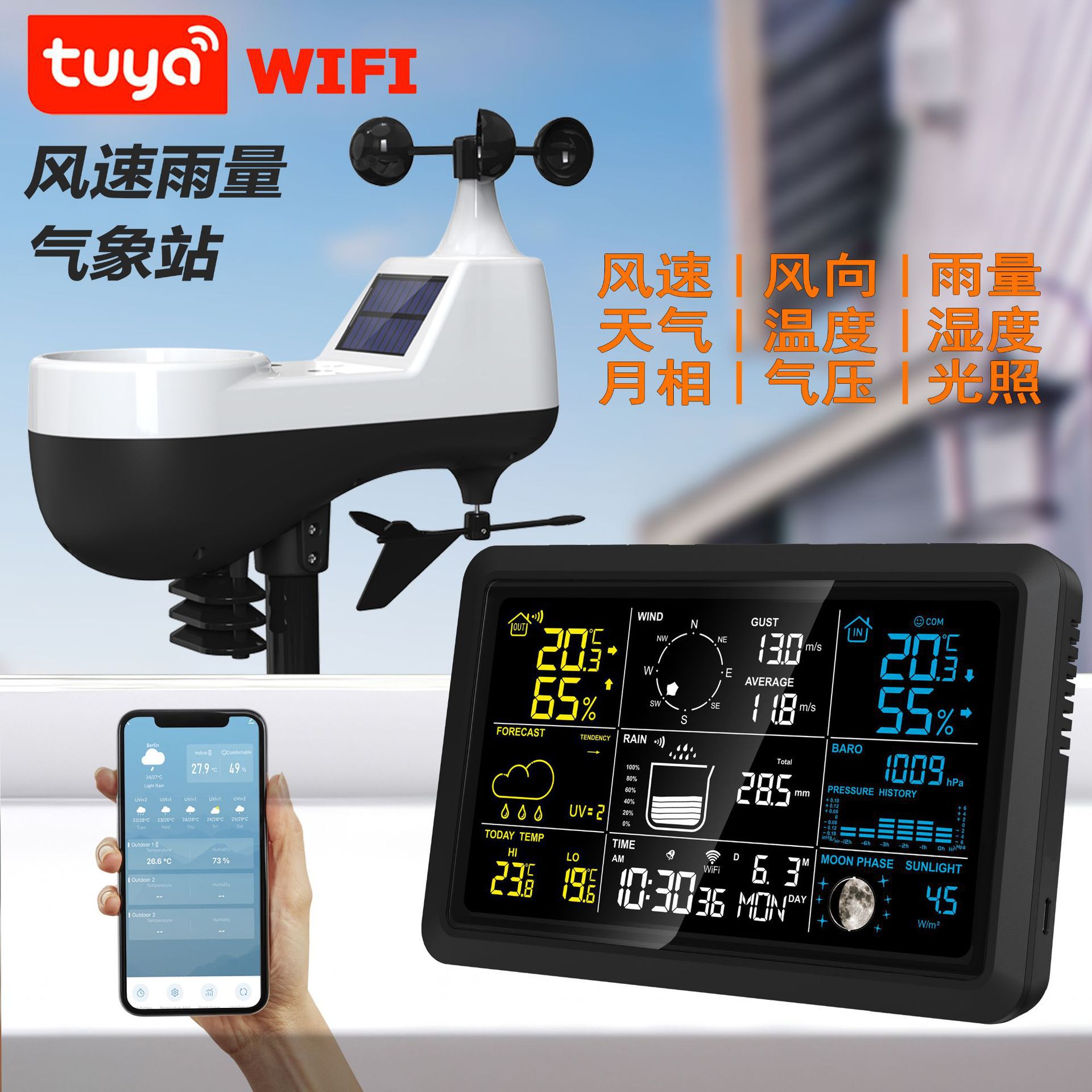 Граффити WIFI прогноз погоды, измеритель скорости ветра, направление ветра, температура и влажность, метеочасы, скорость ветра, осадки, метеостанция