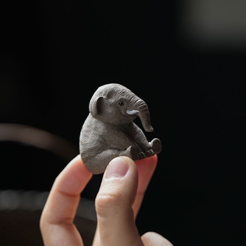 Yixing Original Mineral Purple Sand Elephant Tea Pet Ornaments Can Raise Cute Elephant Object Tea Tray Tea Table Handmade Tea Toys