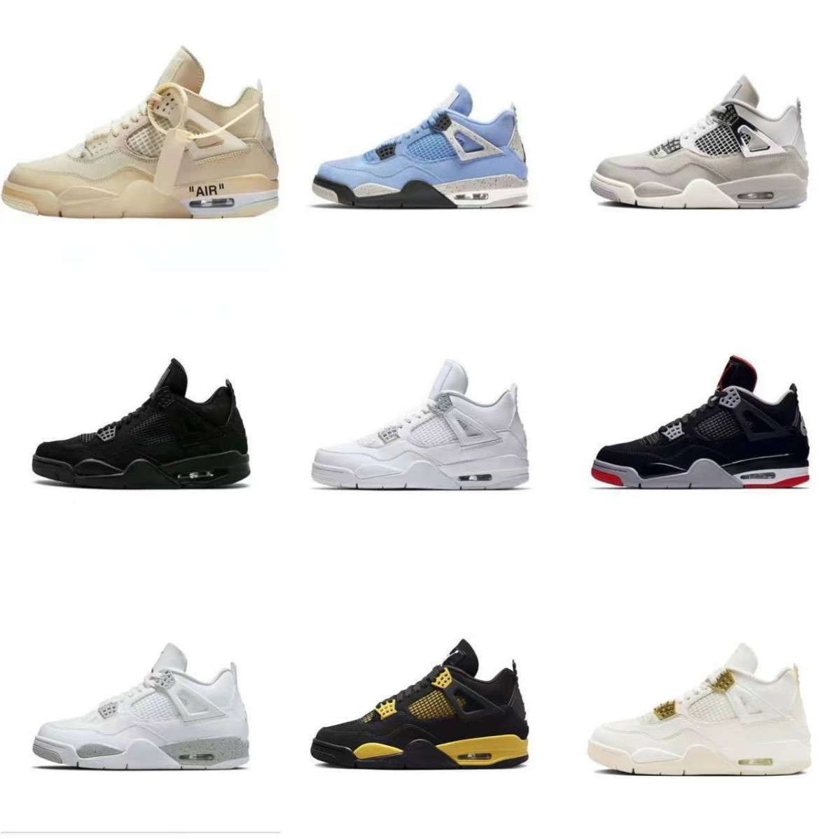 AJ4 White Sail Electric Mother черные красные белые цементные большие Парижские кроссовки с воздухом баскетбольные кроссовки Joe 4 нескользящие унисекс