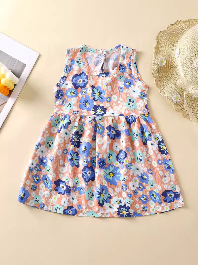 Children's Clothing Baby Princess Dress Girls' Dress Toddler Summer Dress 2024 Kidsren's Dress Artificial Cotton Silk A-Line Dress