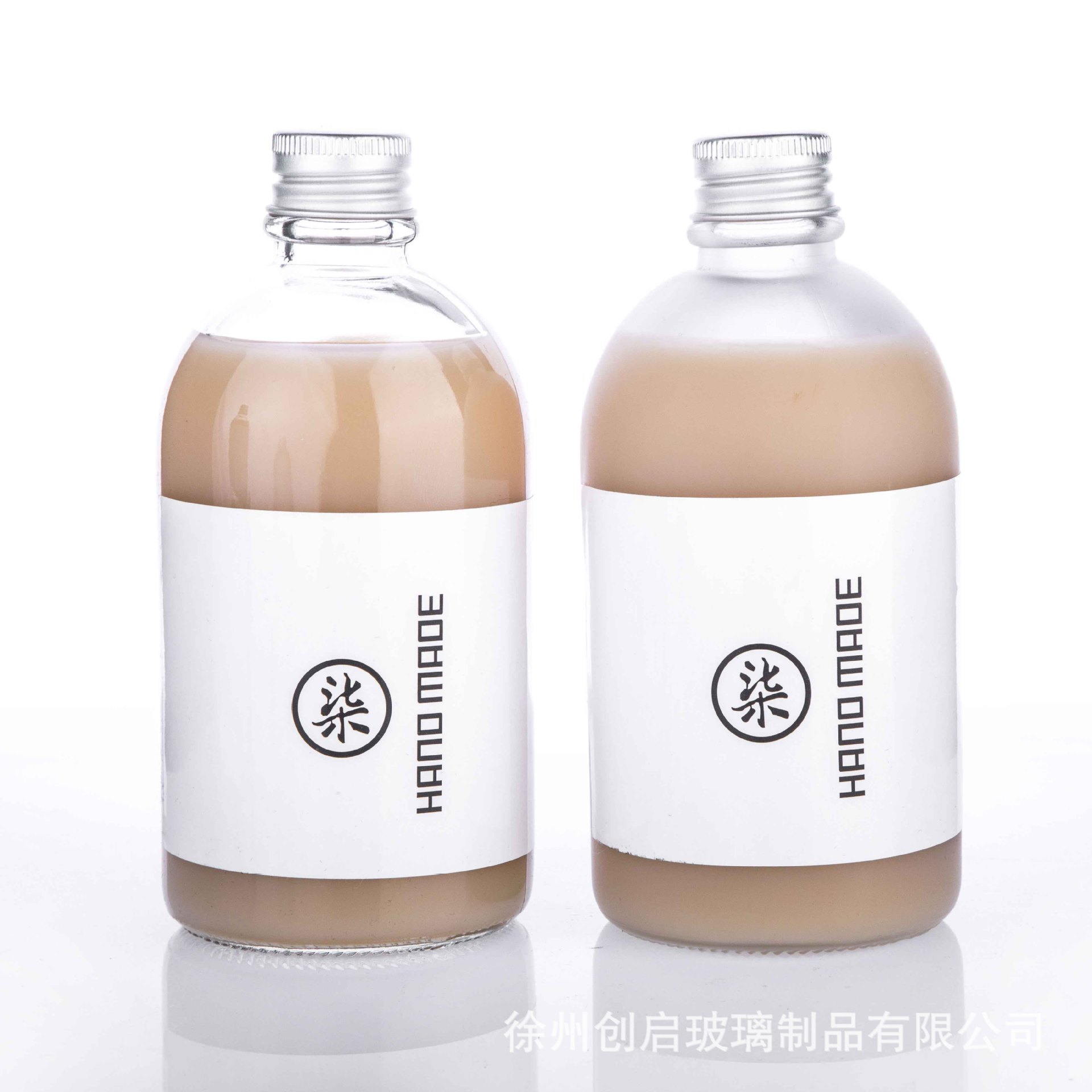 Factory straight hair cold drink salt water bottle fruit juice beverage bottle milk tea coffee transparent frosted tea bottle fruit wine bottle empty bottle