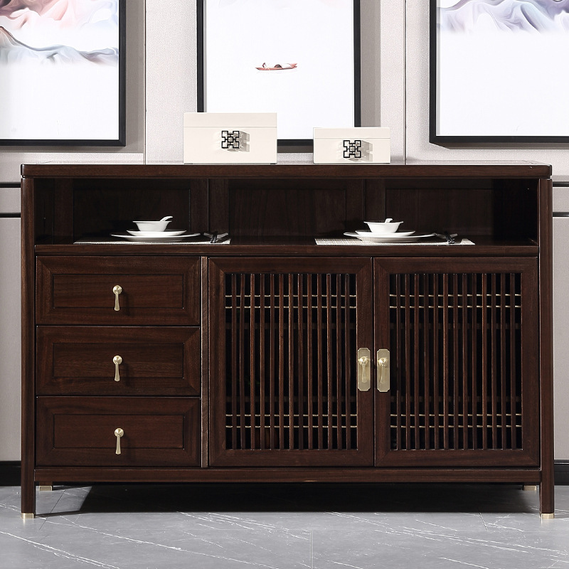 New Chinese Style Sideboard, Modern Simple Wine Cabinet, Entrance Cabinet Storage Rack, All Solid Wood Tea Cabinet, Black Sandalwood Furniture