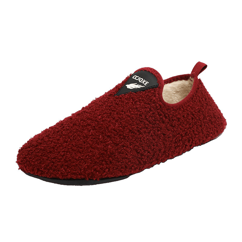 Women's Winter Large Size Cotton Slippers for Home Indoor Couples, Plush Warm Cotton Shoes, Thick-Soled Furry Slippers, Furniture Cotton Shoes