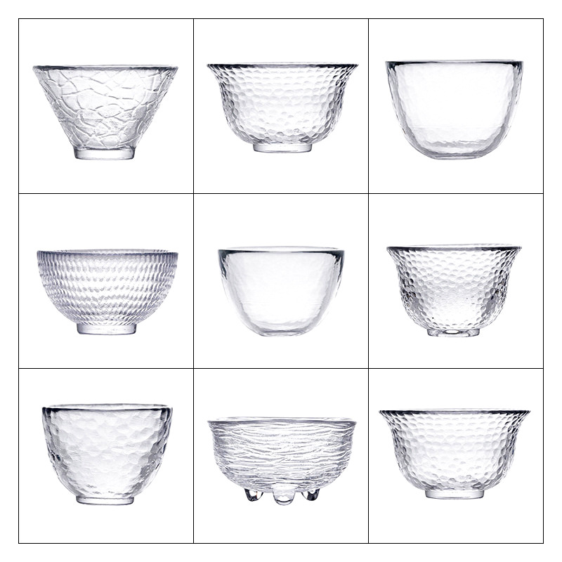 Japanese Style Hammer Pattern Glass Tasting Cup Gold Crystal Transparent Kung Fu Tea Set Home Master Small Tea Cup Tea Bowl