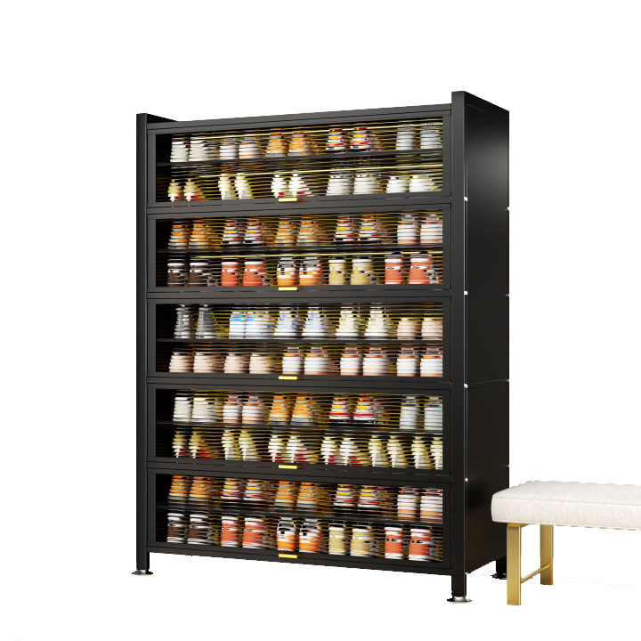 Household Steel Shoe Cabinet Floor Multi-Layer Dustproof Shoe Rack Doorway Entrance Large Capacity Moisture-Proof Storage Storage Cabinet