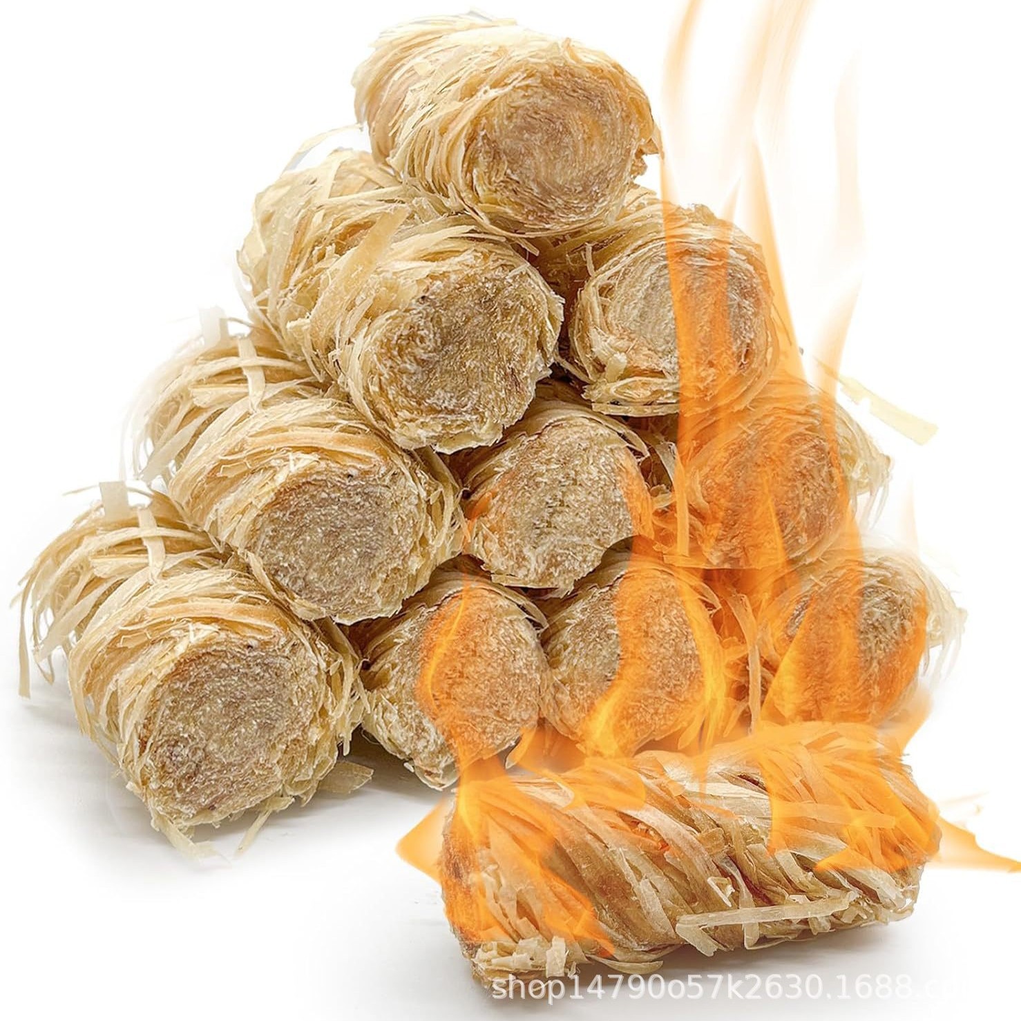 Cross-Border Source Factory Pine Silk Wax Wood Stick Fire Starter Roll Outdoor Camping Barbecue Fireplace Combustion Aid Fire Starter Quick Ignition Prevention