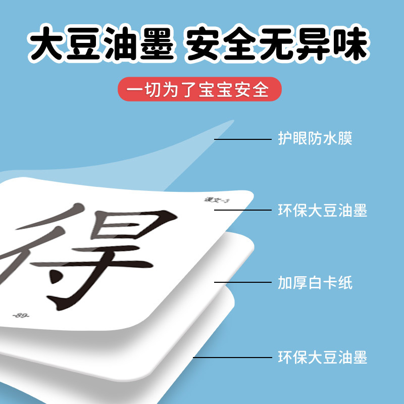 Primary school students' literacy cards are synchronized with the first and second grades. People's Education Edition recognizes Chinese characters and Chinese characters wholesale cards