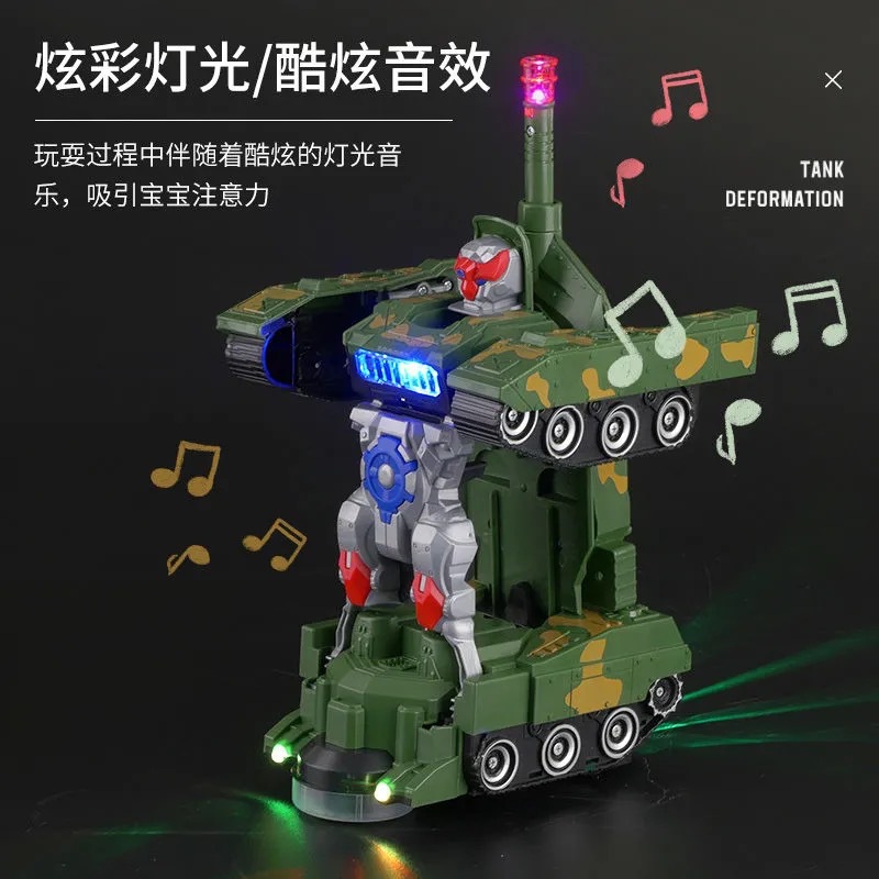 Children's Robot Transformation Tank Armored Car Universal Light Music Electric Plane Boy Toy Dropshipping