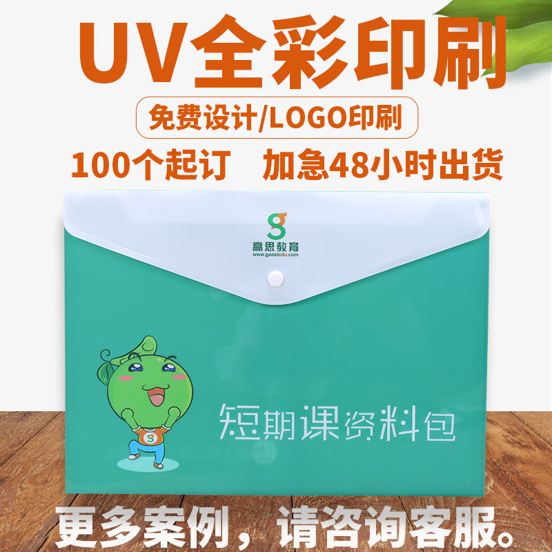 Customized A4 Snap Transparent File Bag with Custom Logo Thickeneded Color Printing A5 Advertising Pp Plastic File A6 File Bag