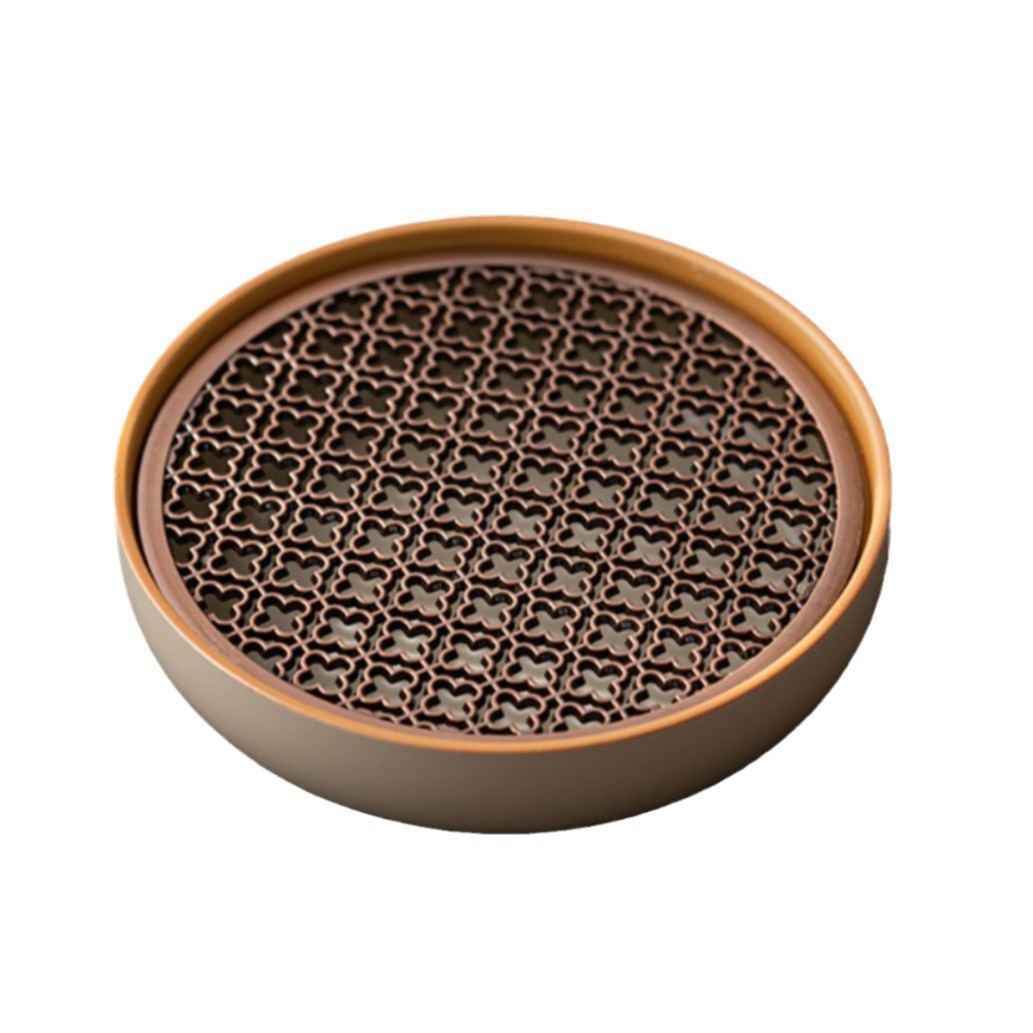 Beige Ruyao Pot Bearing Tea Bearing Dry Bubble Table Small Household Drain Pot Water Storage Cover Bowl Tea Pot Pot Cushion Tea Accessories