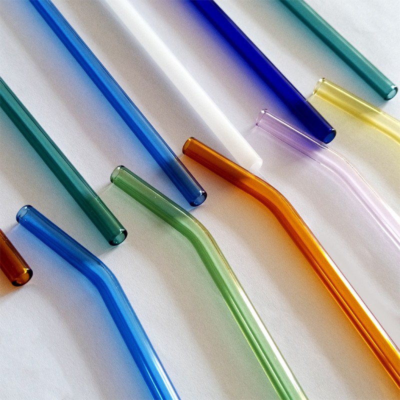 Glass straw 8x 200mm transparent suit combination high temperature resistant environmental protection color straw source factory in stock