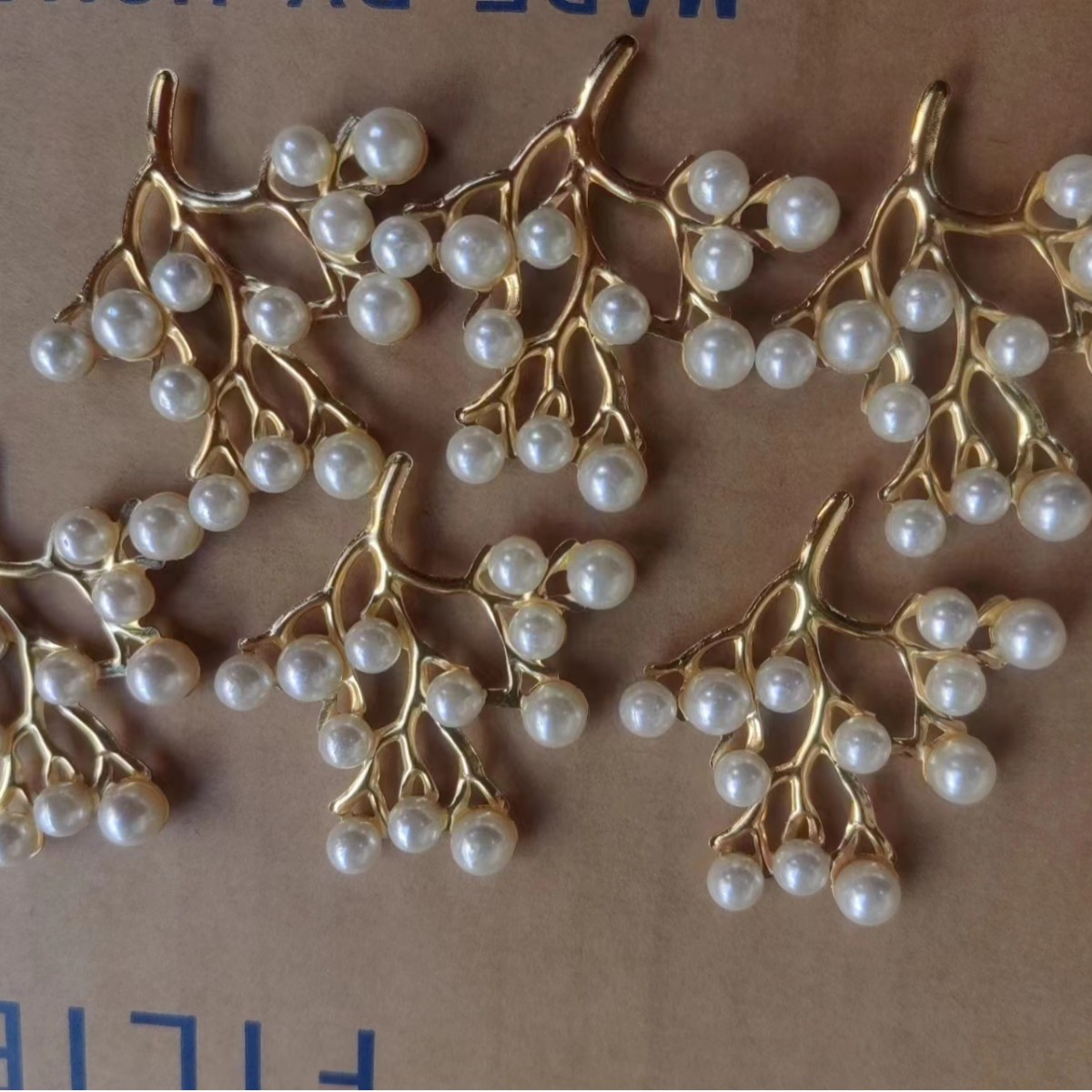 Round fan Pearl leaf accessories bridal corsage accessories diy jewelry pearl fortune tree brooch multi-bead pin