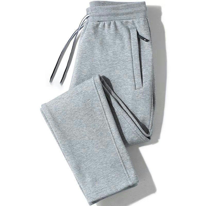 Summer Zipper Leg Sweatpants Men's Youth Solid Color plus size Casual Pants Sweatpants Loose Straight Long Trendy Pants