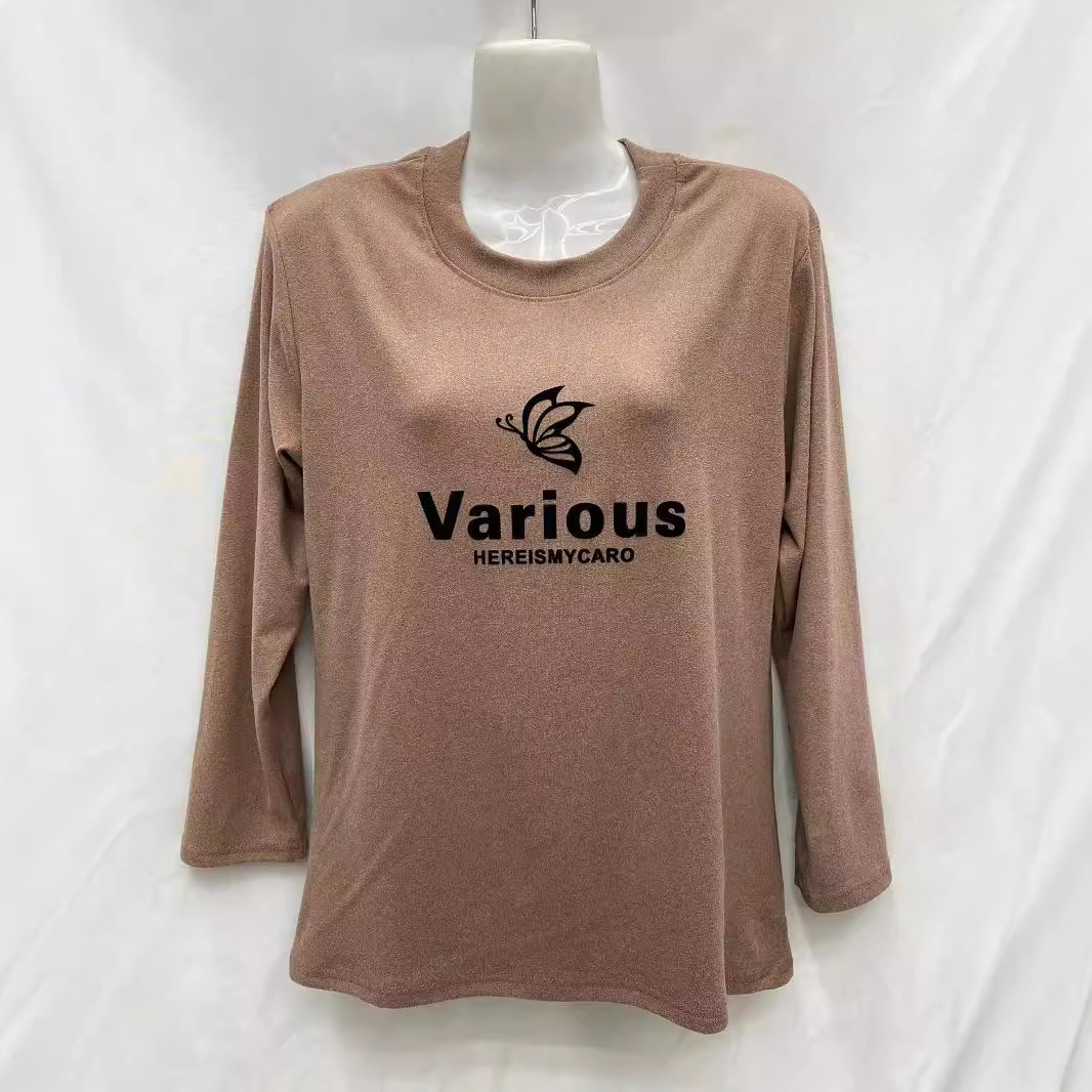 2025 Autumn Collection for Middle-Aged and Elderly Women: Plus Size Double-Sided German Velvet Long-Sleeve T-Shirt, Mom's Autumn Base Layer Top