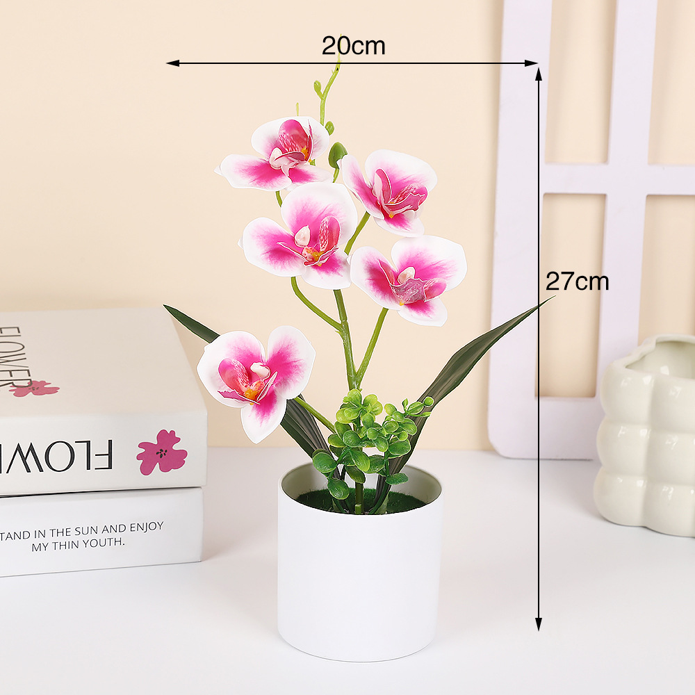 New 5 Phalaenopsis Artificial Potted Plant Home Office Decoration Small Potted Plant Photography Fake Bonsai Green Plant Small Bonsai