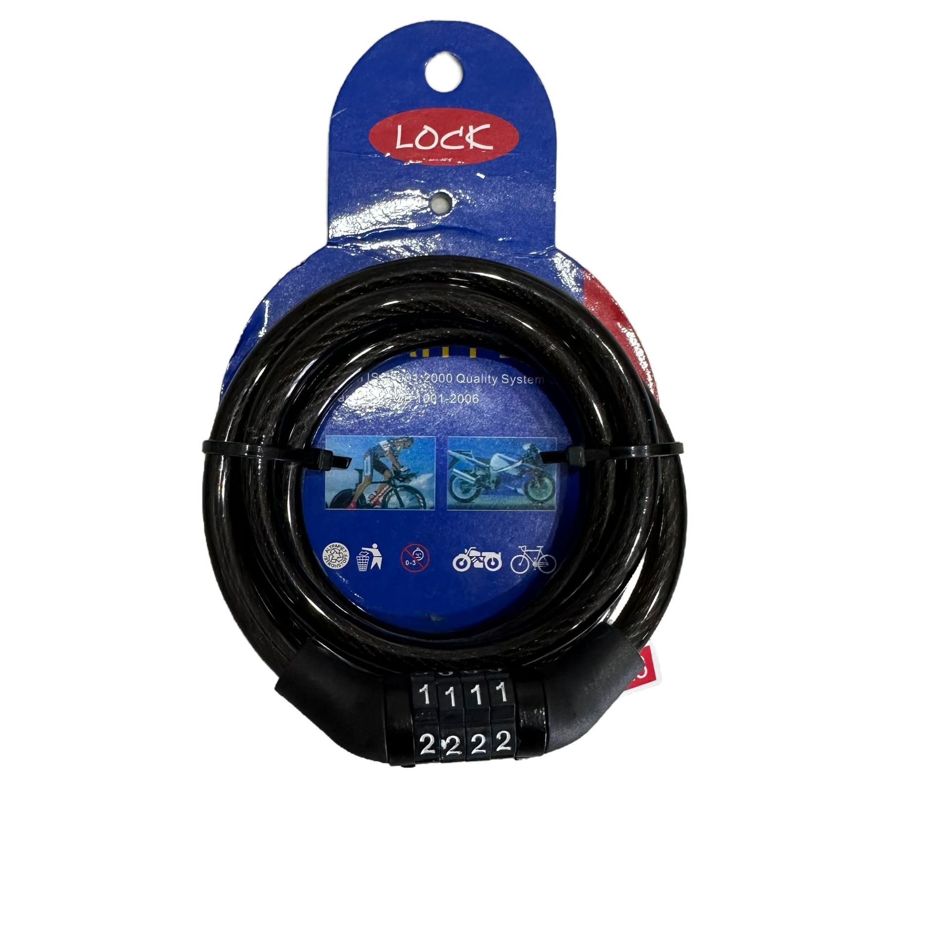 Four-Digit Password Bicycle Mountain Bike Road Bike Student Lock Steel Wire Cable Ring Lock Anti-Theft Lock Cycling Equipment