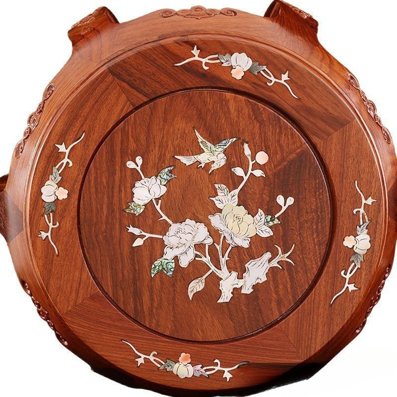 Living Room Solid Wood Round Stool Rosewood Coffee Table Low Stool Guzheng Stool Mahogany Drum Stool Antique Chinese Home Dining Table Stool