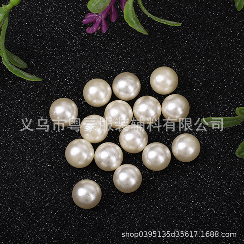 ABS high-brightness imitation pearl semicircle flat bottom no hole straight hole dark foot pearl jewelry DIY beaded material clothing jewelry