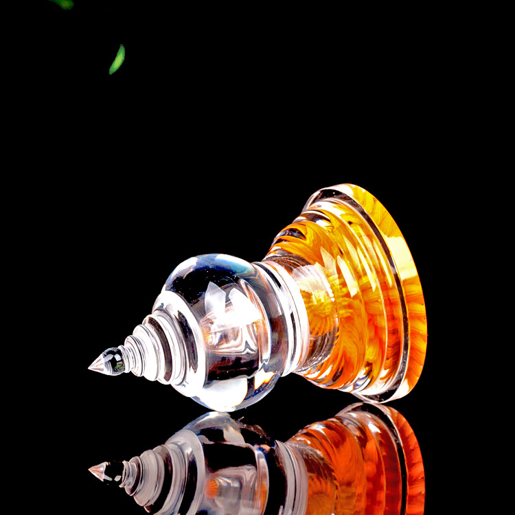 W-Shaped Lotus Style Acrylic Stupa Crystal Pagoda with Hidden Ornaments for Worshiping Bodhi Tower Nectar Vase Natural