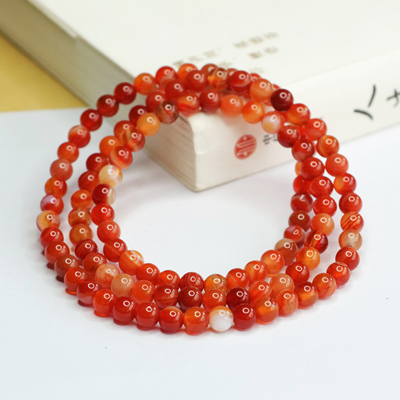 Aiyu red silk agate 108 beads necklace striped chalcedony multi-circle bracelet wholesale generation AY3121401