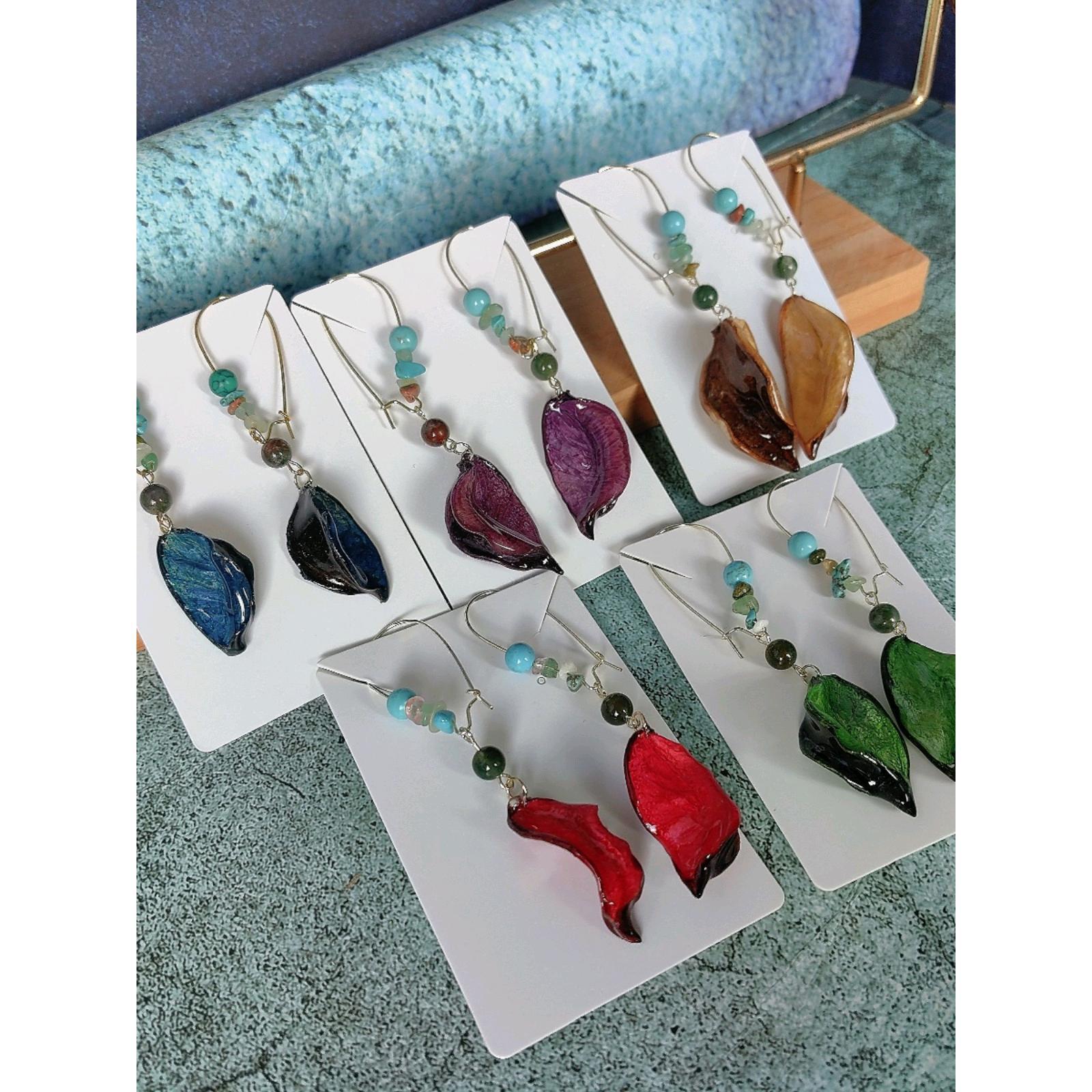 Original turquoise Indian agate gum cotton shell dried fruit French dopamine niche high-class temperament ear hook