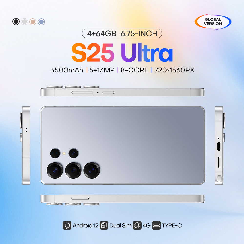 S25Ultra cross-border mobile phone 4G in stock original rubber sleeve 4 64 wireless charging 6.75 inch foreign trade smart phone