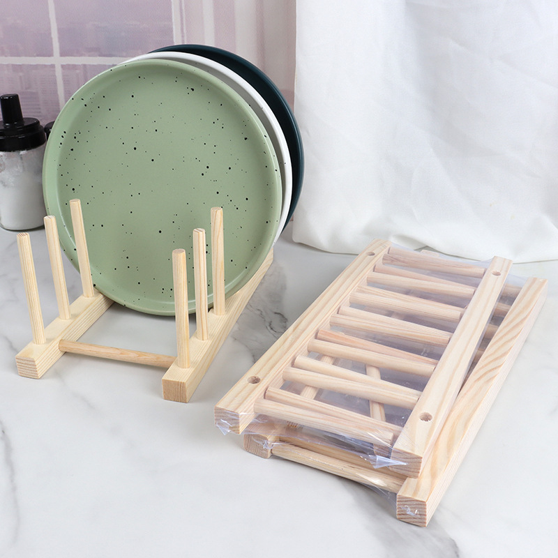 Factory in stock direct kitchen dish rack plate kitchen rack drain rack wooden dish rack