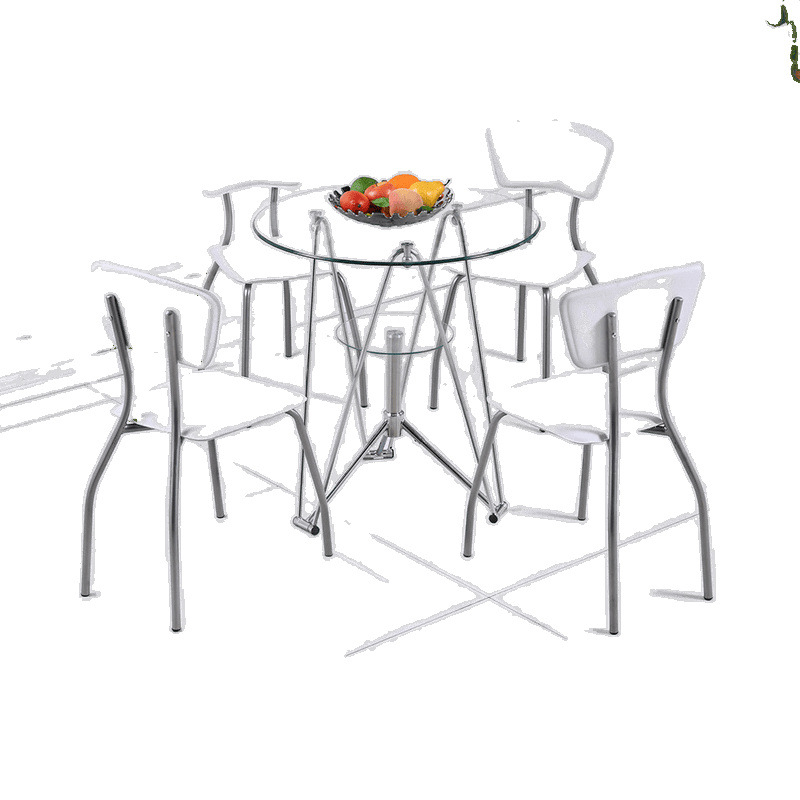 Negotiation Table Glass Table Round Tempered Glass Small Round Table Modern Simple Glass Round Table and Chair Combination Round Glass Table