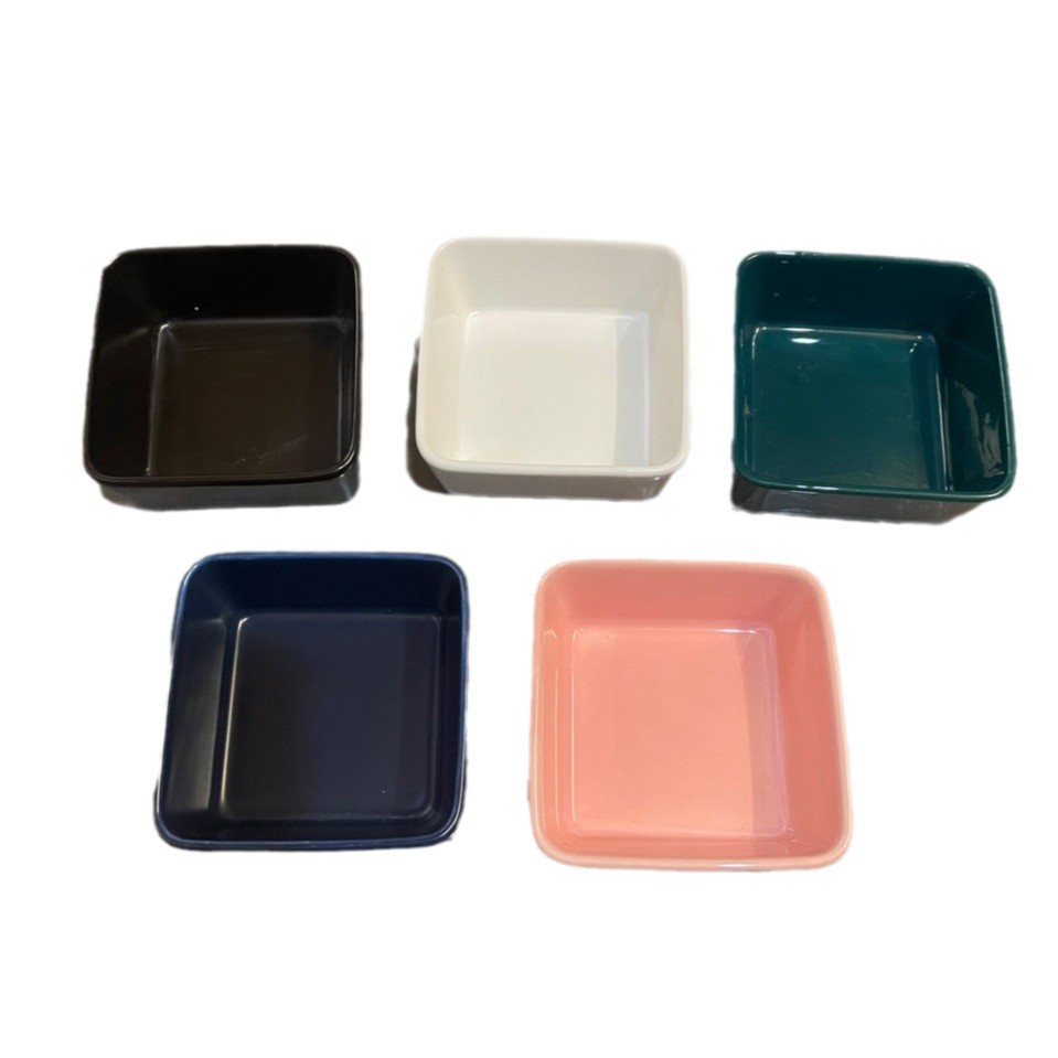 Small Pet Food Bowl Hamster Ceramic Bowl Dense Kangaroo Hedgehog Squirrel Food Bowl Square Flats Bottom Anti-Turning Anti-Biting Animal Bowl