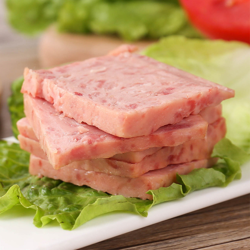 Great Wall brand ham pork canned 340g instant white pig lunch meat meat food hot pot tea restaurant wholesale
