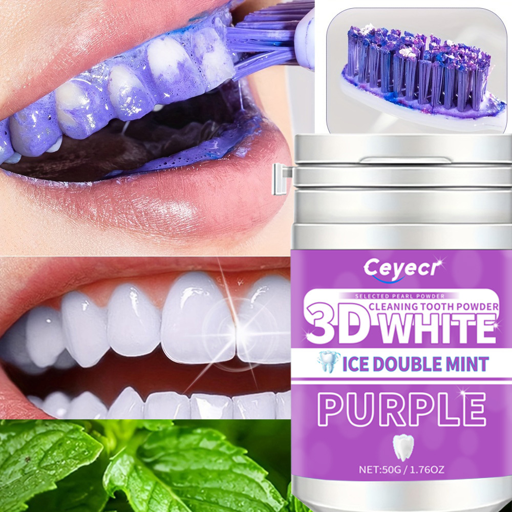 V34Pap5 3 Days 3 Days Purple Teeth Whitening Powder Stain Removal Oral Whitening Tooth Powder Fresh Mouth